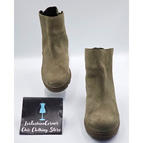Sorel Women's Olive Green Suede Leather Joan of Arctic Chelsea Boots Size 8 2514 - Picture 4 of 16